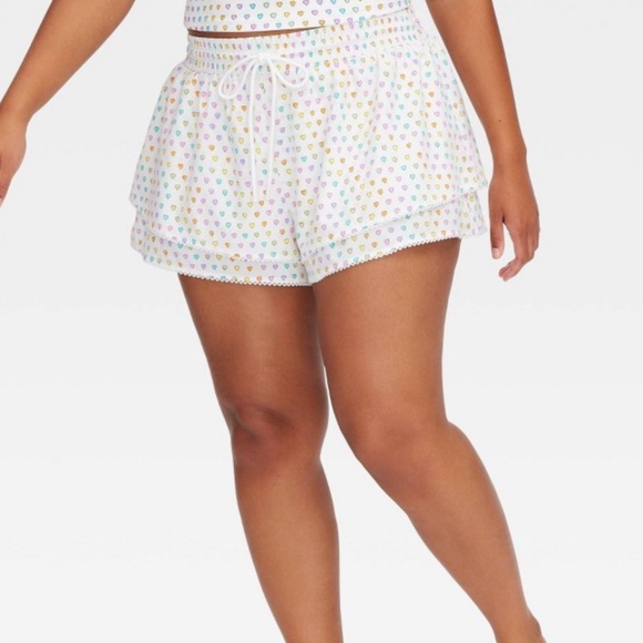 Roller Rabbit Pants - Roller Rabbit X Target Disco Hearts Drawstring Shorts XL NWT White Rainbow